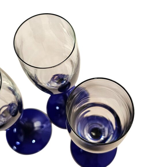 3 Luminarc Neptune Champagne Flutes 8.5" Cristal d'Arques Cobalt France - Picture 4 of 8